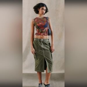 True Religion - Olive Utility Midi Skirt - Women